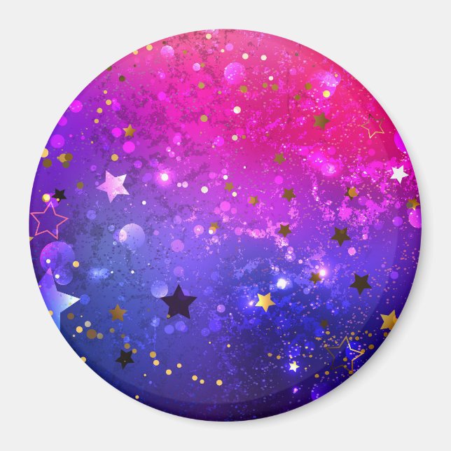 Imán Fondo azul rosa brillante (Frente)