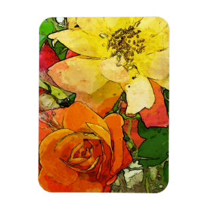 Imán fondo colorido 2 del vintage floral del arte