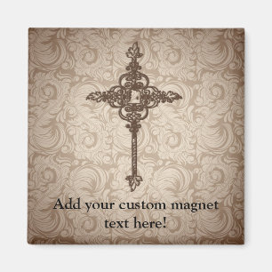 Imán Fondo cristiano de la cruz w/Swirl de la voluta