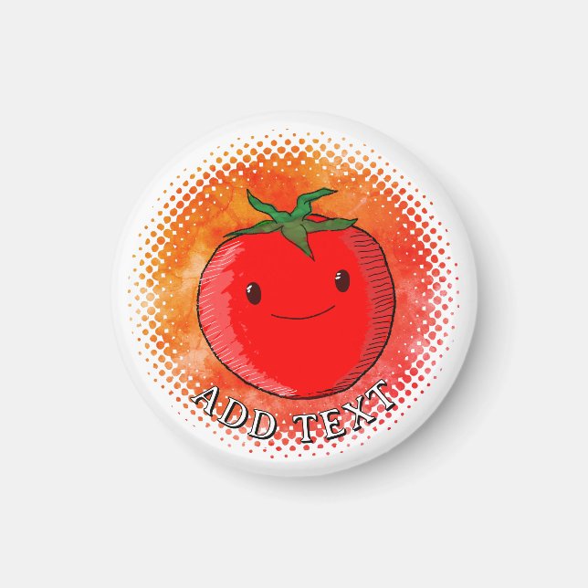 Imán Fondo de color de agua de tomate Personalizado (Frente)