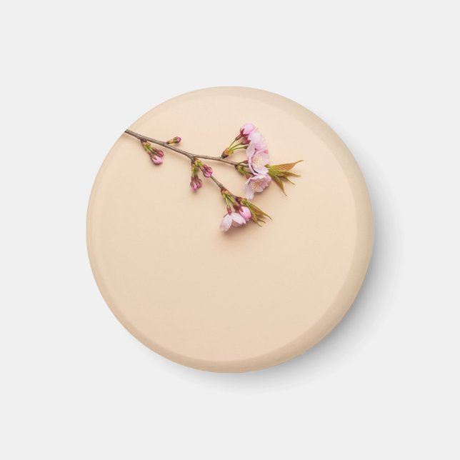 Imán Fondo de flor de cerezo y margarita (Frente)