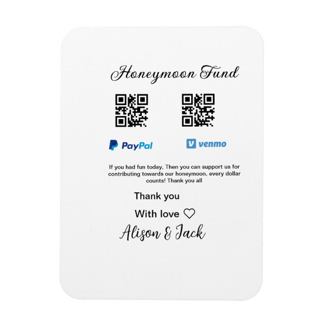 Imán Fondo de luna de miel venomo paypal donación Q R p (Vertical)