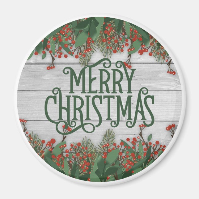 Imán Fondo de Madera de Navidad (Frente)