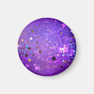 Imán Fondo de Relieve metalizado púrpura con estrellas