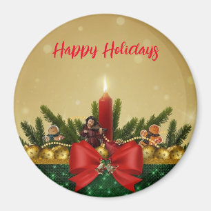 Imán Fondo dorado con pino y san y grasa