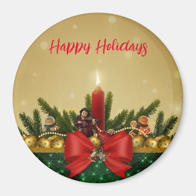 Imán Fondo dorado con pino y san y grasa (Frente)