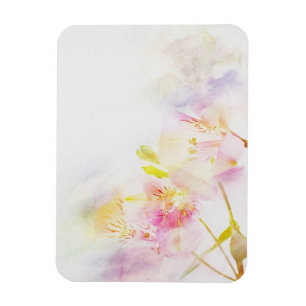 Imán fondo floral con las flores de la acuarela