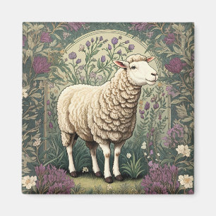Imán Fondo floral elegante de la Lavanda de Oveja