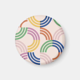 Imán Fondo geométrico de curvas retro rayadas