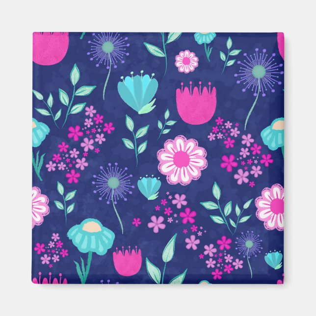 Imán Fondo lindo con patrón floral (Frente)