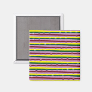Imán fondo multicolor a rayas con puntos