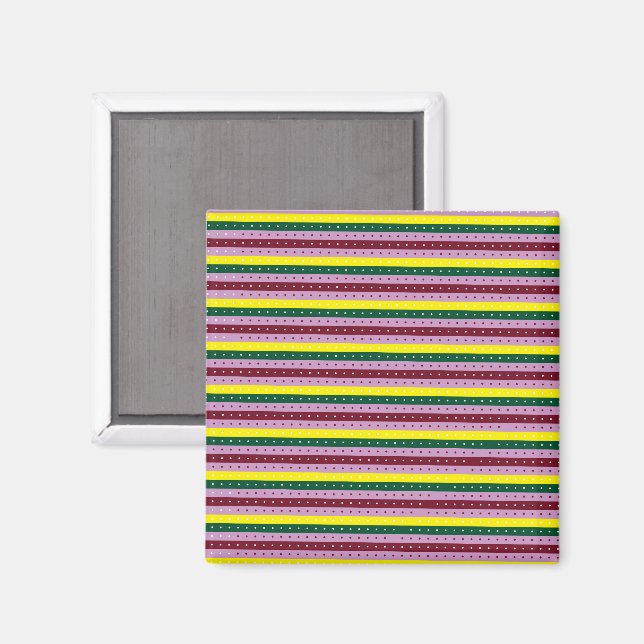 Imán fondo multicolor a rayas con puntos (Anverso/Reverso)