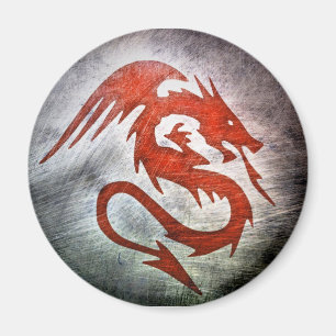 Imán Fondo negro del dragón rojo
