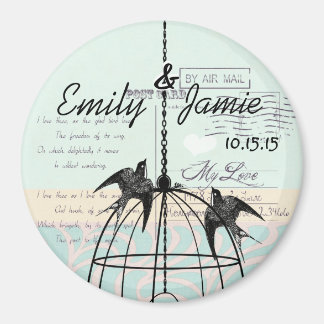 Imán Fondo postal del Boda de jaulas de aves