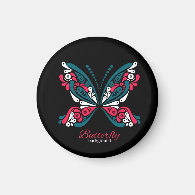 Imán Fondo vectorial con hermosa mariposa. tatuaje (Frente)