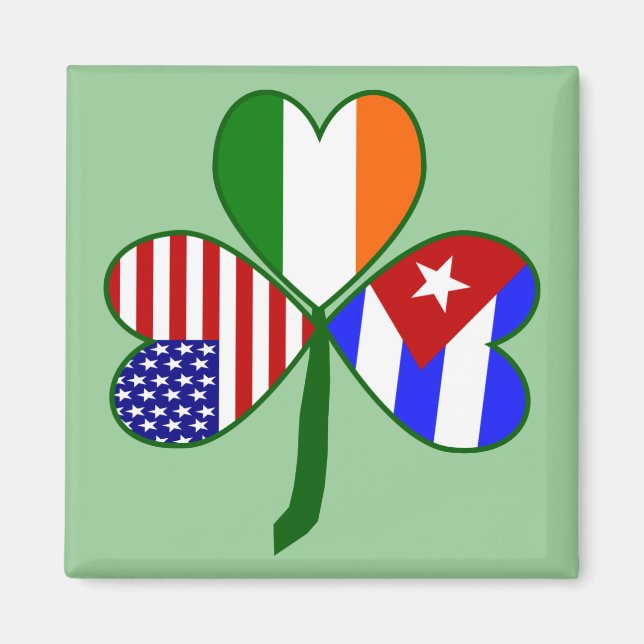 Imán Fondo verde de trébol cubano (Frente)