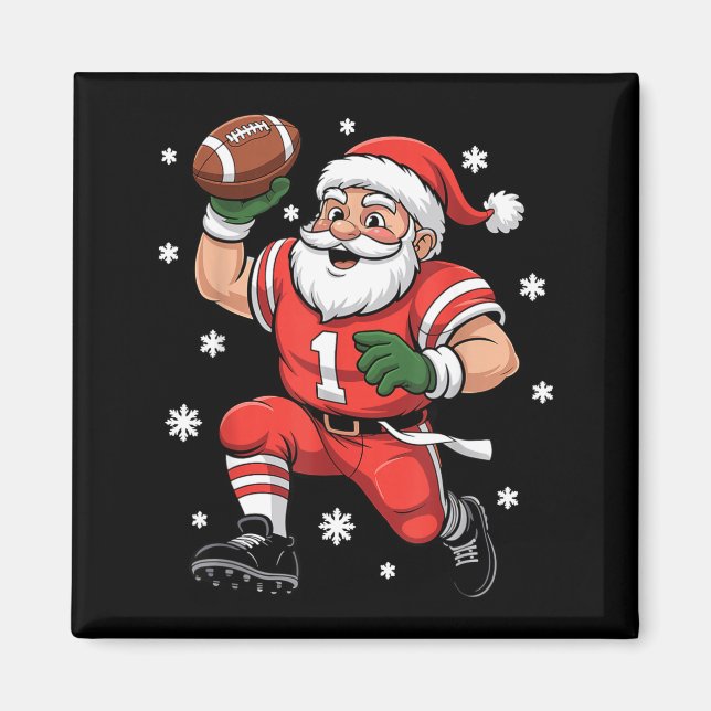 Imán Football Santa Claus Lineman Christmas Quarterback (Frente)