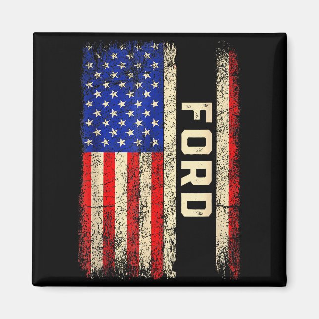 Imán Ford Last Name Shirt Ford Name American Flag  (Frente)
