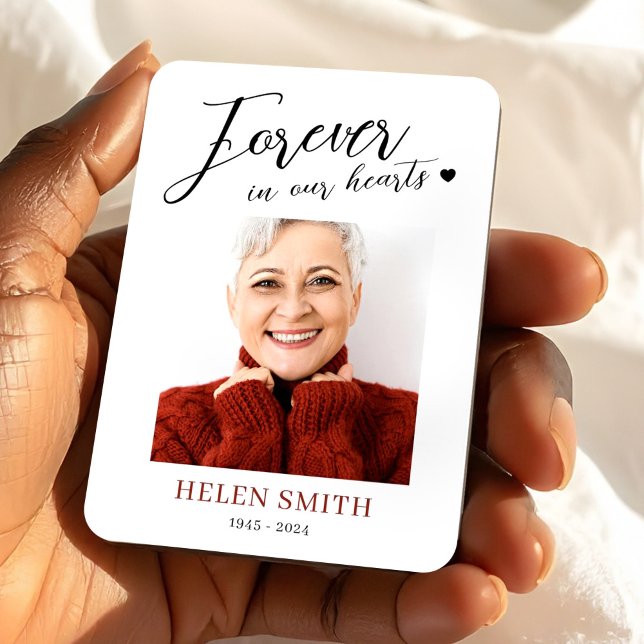 Imán Forever in Our Hearts Memorial Funeral Photo (Forever in Our Hearts Memorial Funeral Photo Magnet, Loss of Mom Gift)