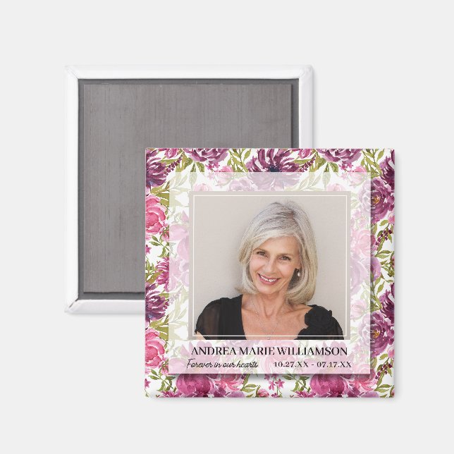 Imán Forever in our Hearts Photo Floral (Anverso/Reverso)