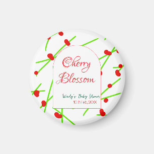 Imán Forma de arco flor de cerezo roja verde baby showe