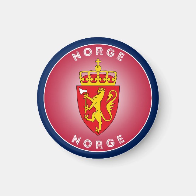 Imán Forma de círculo del escudo de armas de Noruega (Frente)
