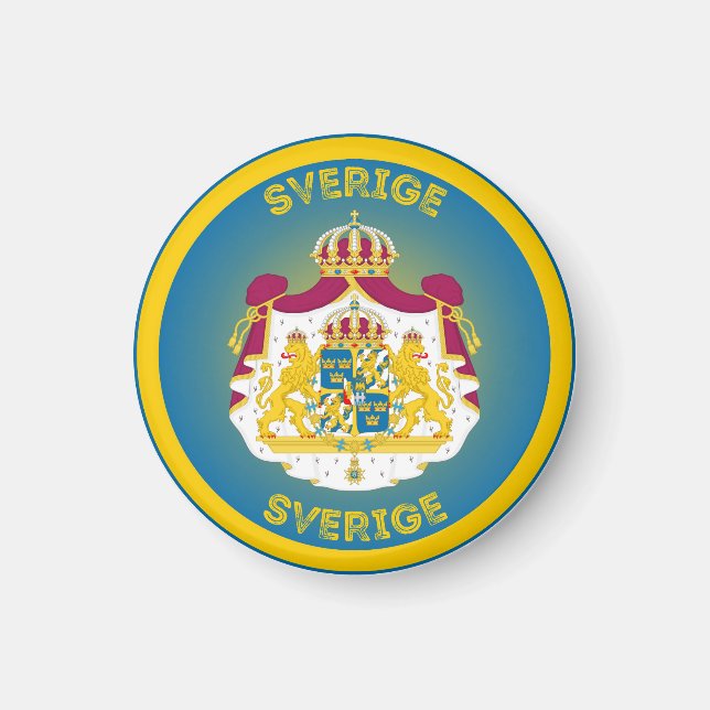 Imán Forma de círculo del escudo de armas de Suecia (Frente)
