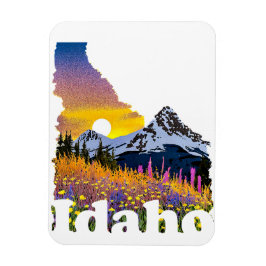 Imán Forma de Idaho con montaña y flores silvestres