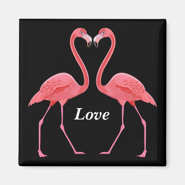 Imán Forma del corazón de Flamingos (Frente)