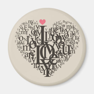 Imán Forma del corazón de letras