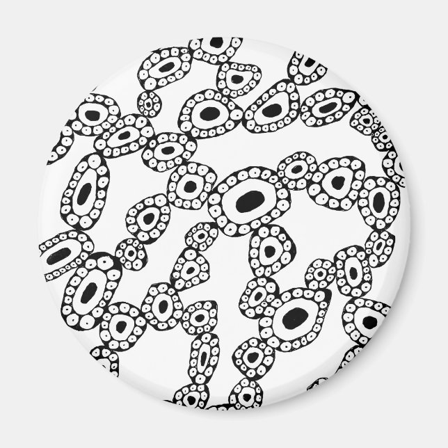 Imán Formas abstractas de círculos y manchas aleatorias (Frente)