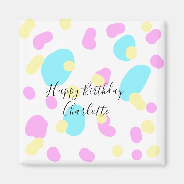 Imán Formas abstractas de cumpleaños felices niños rosa (Frente)