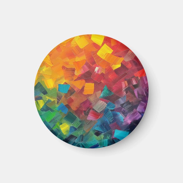 Imán Formas geométricas en colores arcoiris (Frente)