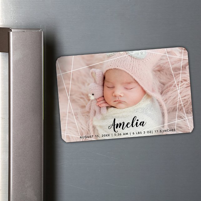 Imán Formas geométricas modernas Anuncio de nacimiento (Modern Geometric Shapes Birth Announcement Magnet)