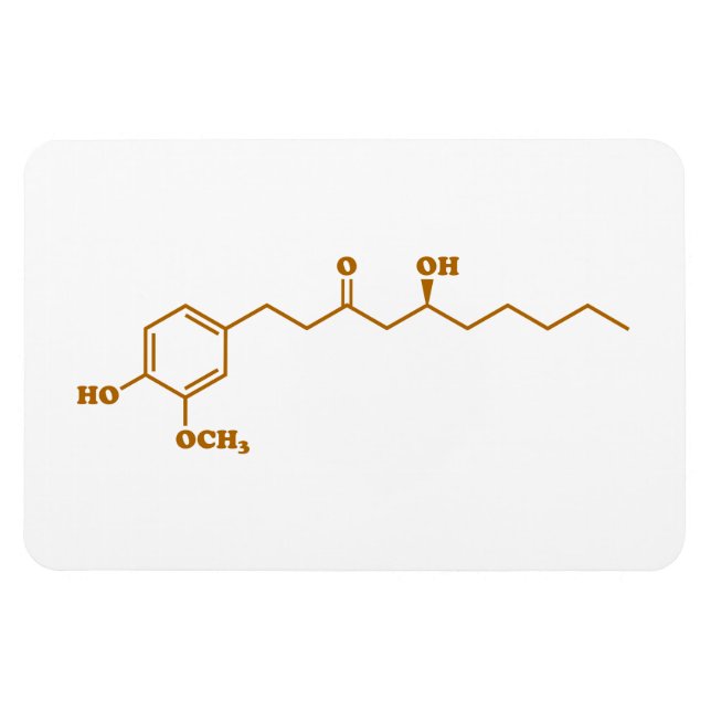 Imán Fórmula química de la Molécula Ginger Gingerol (Horizontal)
