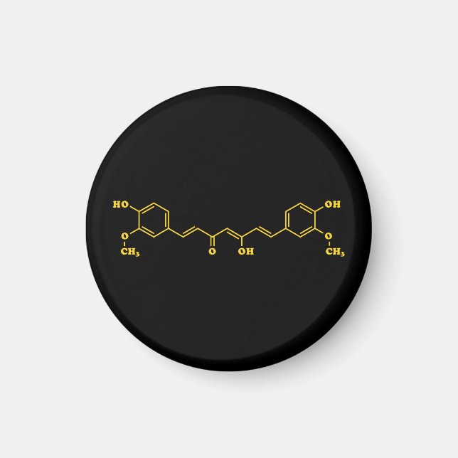 Imán Fórmula química molecular de Curcumin Turmérica (Frente)