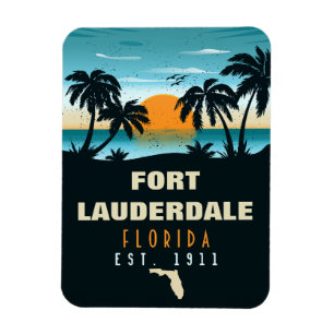 Imán Fort Lauderdale Florida Beach Retro Sunset 60