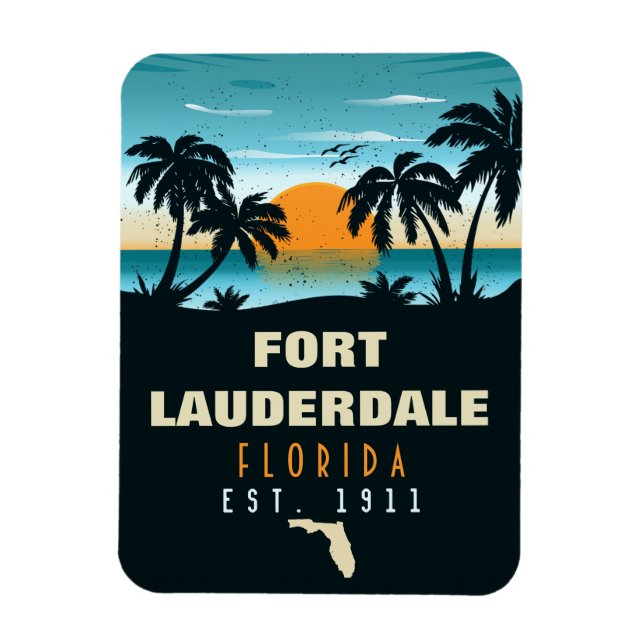 Imán Fort Lauderdale Florida Beach Retro Sunset 60 (Vertical)