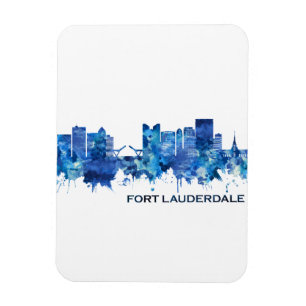 Imán Fort Lauderdale Florida Skyline Blue