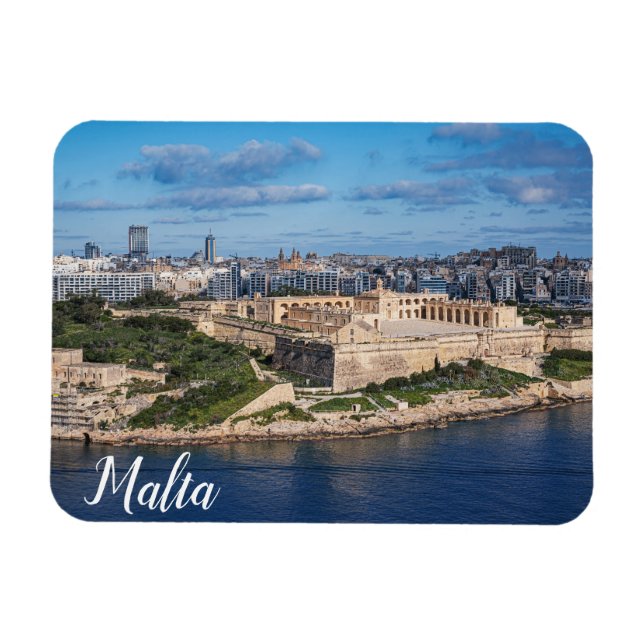 Imán Fort Manoel y Sliema desde La Valeta, Malta (Horizontal)
