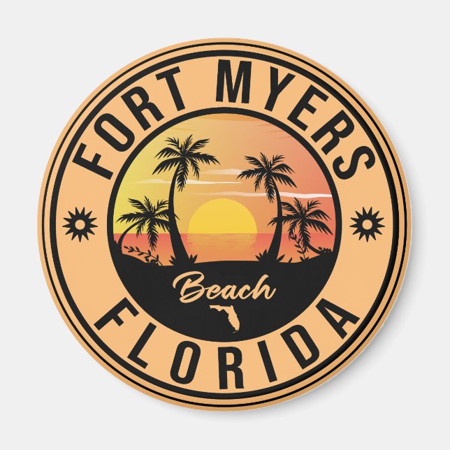 Imán Fort Myers Beach Retro - Florida Retro Souvenir (Frente)
