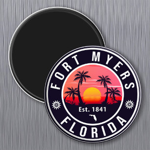 Imán Fort Myers Beach Retro - Florida Retro Souvenir