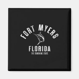 Imán Fort Myers Florida Fl Retro Vintage Frente a la Pl