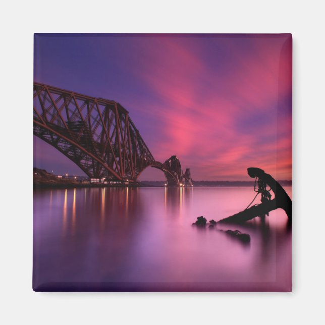Imán Fort Rail Bridge At Sunset | Escocia (Frente)
