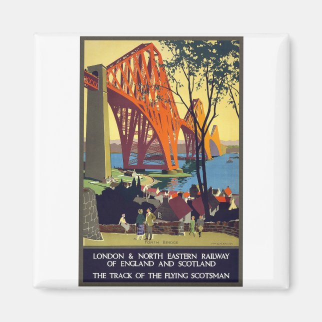 Imán Forth Bridge - Arte de Poster de Viajes de época (Frente)