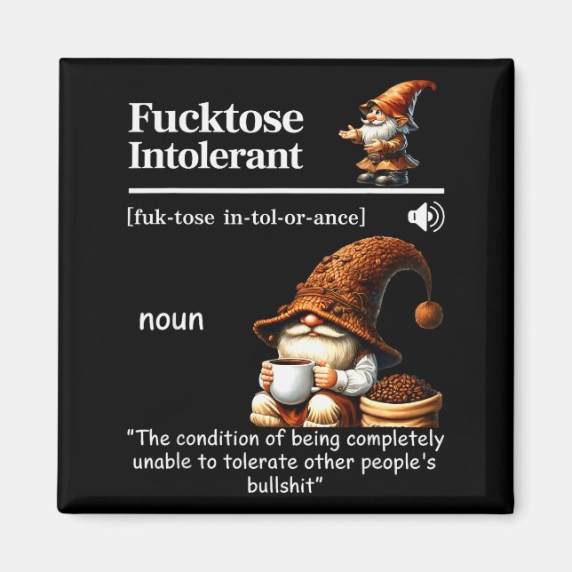 Imán Fortose Intolerant Definition Funny Gnome Coffee  (Frente)