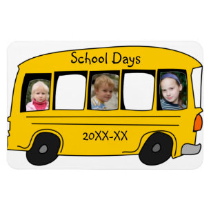 Imán Foto amarilla del autobús escolar de los días