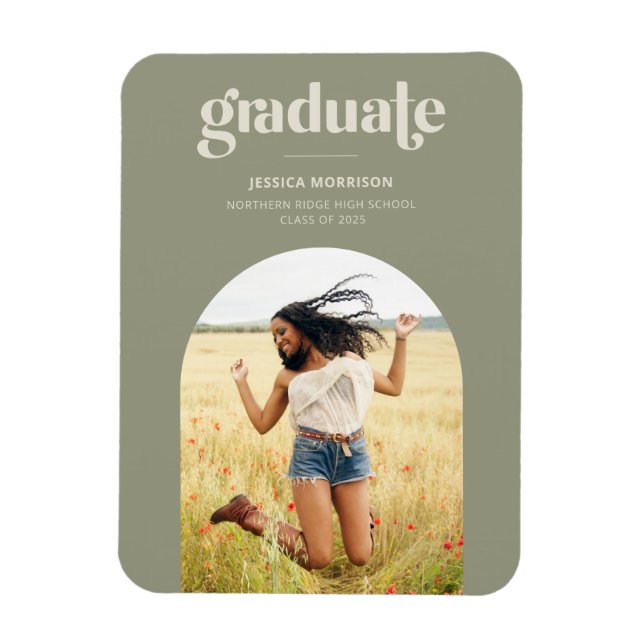 Imán Foto Arch Moderno Invitación de aguacate verde (Vertical)