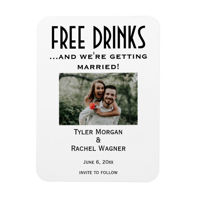 Imán Foto "Bebidas gratis" Salven las fechas (Vertical)