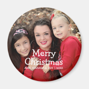 Imán Foto blanca personalizada de las Felices Navidad